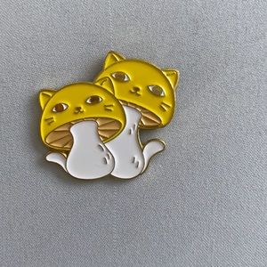 2/$16 Kitty Face Mushroom Enamel Pin